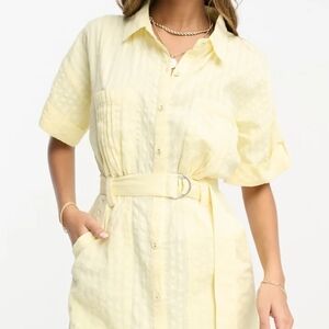 Yellow Belted Shirt Dress